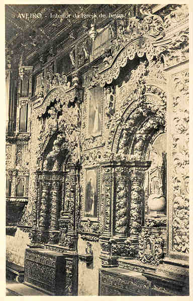 SN - Aveiro - Interior da Igreja de Jesus - Edi��o de Souto Ratolla, Aveiro - SD - Dim 14x8,9 cm - Col FMSarmento.
