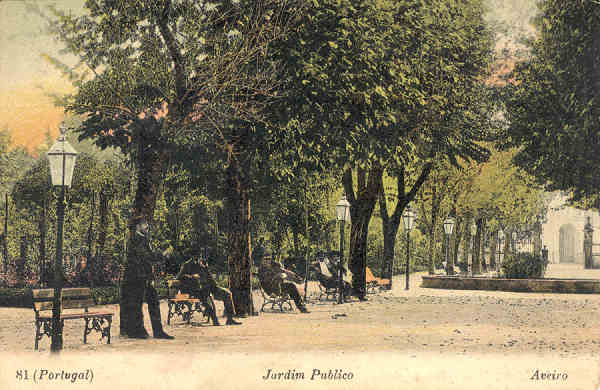 N.� 81 - Portugal Jardim Publico Aveiro - Edi��o de Malva & Roque, Rua do Arsenal, 113 Lisboa - SD - Dim 13,8x9 cm. - Col FMSarmento (circulado em 23-5-1908).