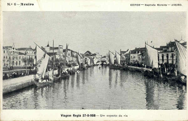 N.� 6 - Aveiro Viagem r�gia 27-11-1908 - Um aspecto da ria - Editor Baptista Moreira, Aveiro - SD - Dim 14x9 cm. - Col.  FMSarmento.