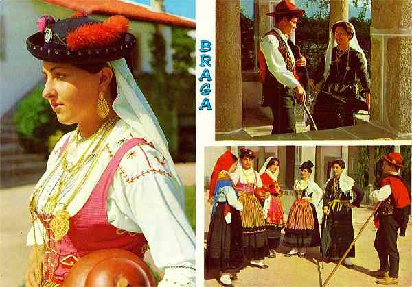 N.� 277 - Braga-Trajos regionais - Edi��es Lusocolor, Arcos de Valdevez - S/D - Dimens�es: 14,8x10,4 cm. - Col. Manuel B�ia (D�cada de 1970).