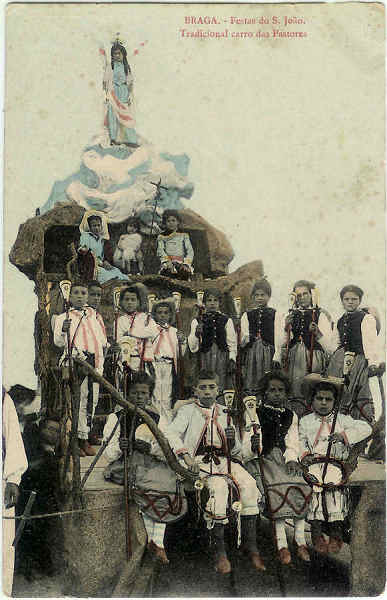 SN - Braga. Festas do S. Jo�o. Tradicional carro dos Pastores - SD - Dim. 9x13,9 cm - Col. M. Soares Lopes