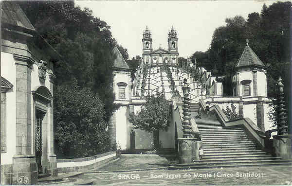 SN - Braga. Bom Jesus do Monte. Cinco Sentidos - Editor n�o indicado - SD - Circulado em 1956 - Dim. 13,9x8,9 cm - Col. M. SoaresLopes.pg