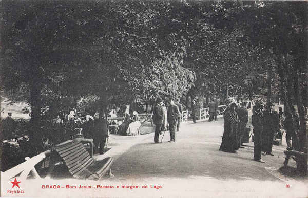 N� 16 - Bom Jesus, Passeio e margem do lago - Editor desc.- Circulado em 1910 - Dim. 138x90 mm - Col. A. Monge da Silva