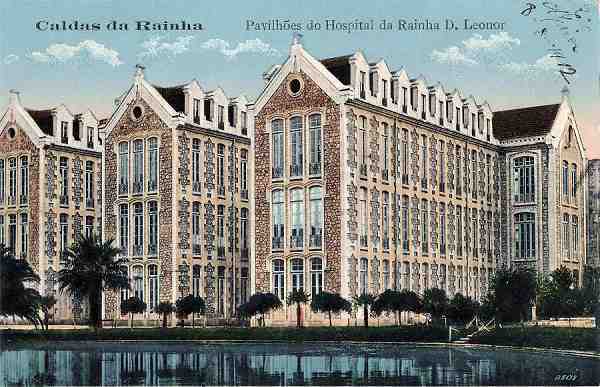S/N - Caldas da Rainha: pavilh�es do Hospital da Rainha D. Leonor - Edi��o do Novo Sal�o de Barbear - Circulado em 1912 - Dimens�es: 13,8x9,0 cm. - Col. Miguel Chaby