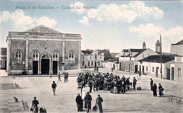 S/N - Caldas da Rainha: Portuga - Pra�a 5 de Outubro - Editor Ourivesaria Portuense (1911) - Dimens�es: 13,9x8,7 cm. - Col. Miguel Chaby.
