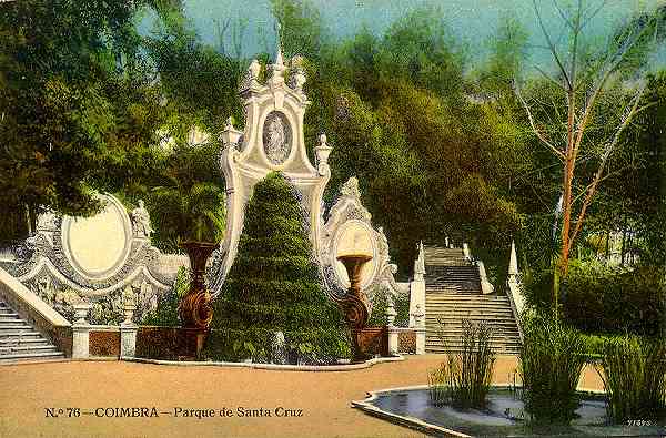 N.� 76 - Coimbra: Parque de Santa Cruz - Edi��o da Havaneza Central, R. Visconde da Luz, 2 a 6-Coimbra - S/D - Dimens�es: 13,6x9 cm. - Col. Aur�lio Dinis Marta.