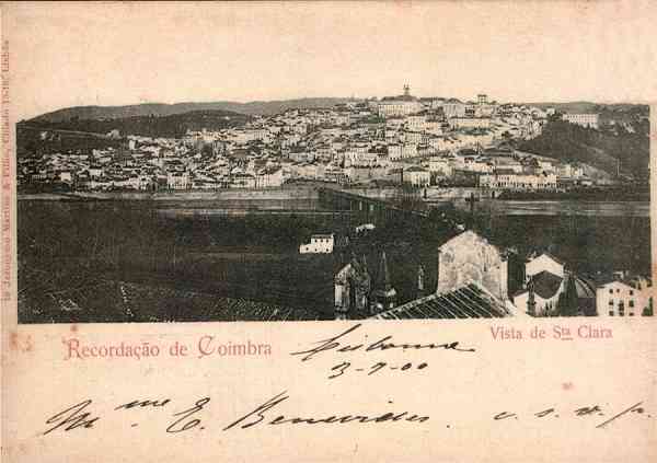 N.� 19 - COIMBRA Portugal-Vista de S� Clara - Editor Jer�nimo Martins & Filho, Chiado, 13-19 Lisboa - S/D - Dimens�es: 14x10 cm. - Col. R. Gaspar (Circulado em 3-7-1900)