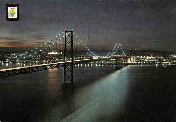 N.� 607 - Lisboa Ponte Salazar (Vista Nocturna) - Ed. Lifer - Dimens�es14,6x10,2 cm. - Col. M�rio F. Silva (1973).