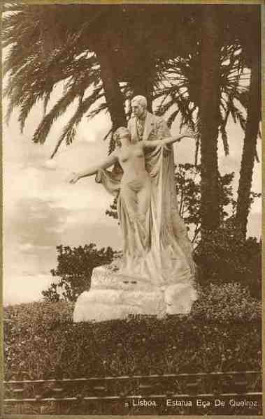 S/N - Lisboa. Estatua E�a De Queiroz - Sem Editor - S/D - Dimens�es: 8,5x13,5 cm (bordo dourado) - Col. Aur�lio Dinis Marta.