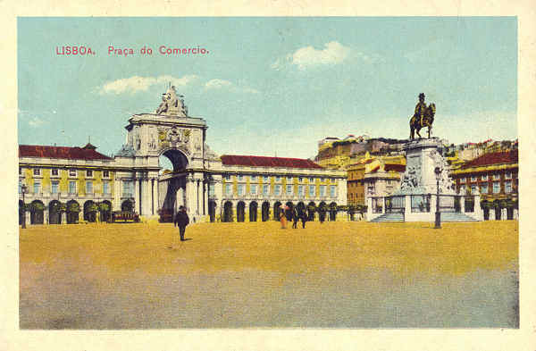 SN - LISBOA - Pra�a do Com�rcio, Edi��o SR, Lisboa (c. 1915 - Circulado em 1927) - Dim. 14,7x9,2 cm. - Col. A. Monge da Silva