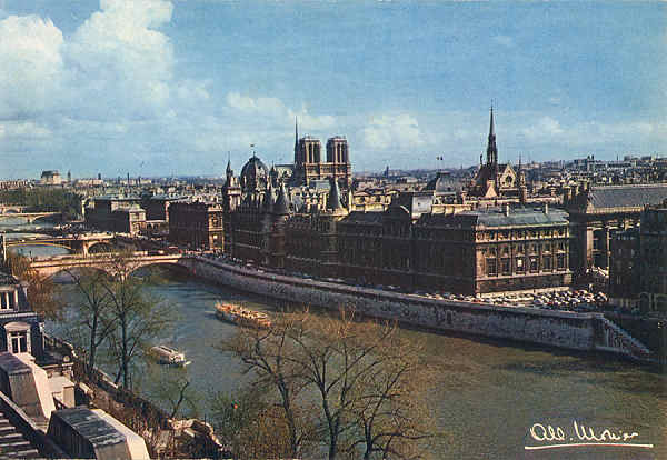 N� 10134 - Paris. O Sena e o Pal�cio da Justi�a (2) - Edit Les Photographies Albert Monier - Circulado em 1968 -Dim. 15x10,3 cm - Col. Am�lcar Monge da Silva