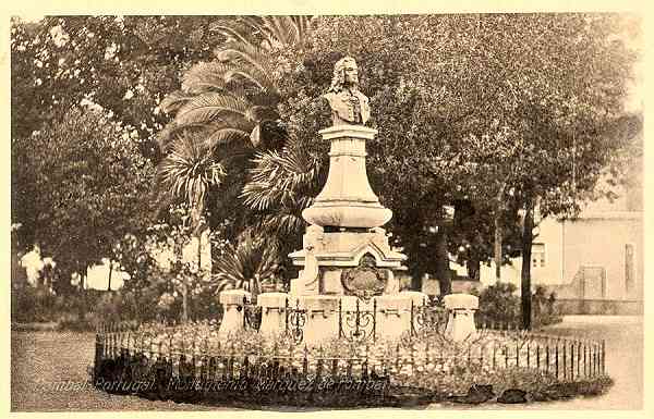 N.� 5847/12 - Pombal-Portugal Monumento Marquez de Pombal - Edi��o de Jos� Luiz da Cunha & Irm�o, Sucessores - S/D - Dimens�es: 14x9 cm. - Col. �nio Curvo Semedo. - (Anota��o antiga registada no postal: �Parque onde tem logar os festival e kermesse dos bombeiros de Pombal.�