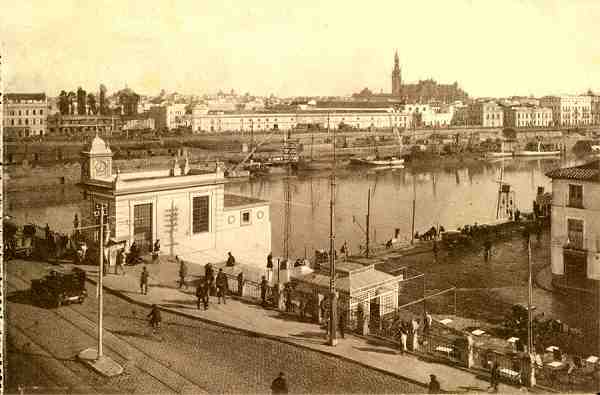 S/N - Sevilla: El Puente de Triana y el Guadalquivir vistos desde Triana - Edi��o J. B. G. 1929 - Dimens�es: 13,7x9,1 cm. - Col. F�tima B�ia. 
