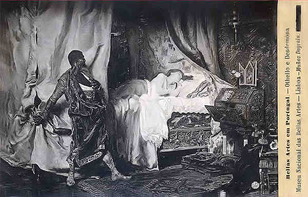 N� 1537 - Bellas Artes em Portugal - Othelo e Desdemona - Ed. F.A.Martins, Lisboa - Dim. 13,9x9 cm - Col. A. Monge da Silva (1908)