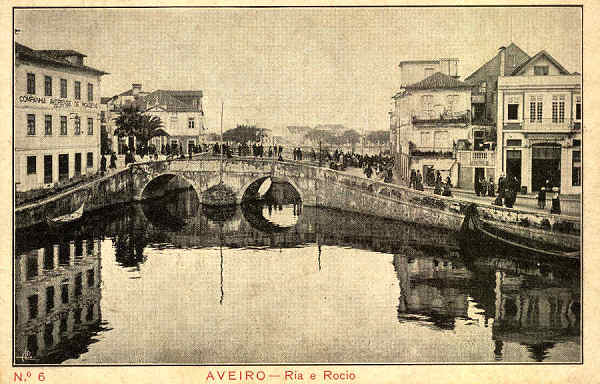 N.� 6 - AVEIRO - Ria e Rocio - Edi��o Souto - Tip. da Sociedade de Papelaria. Ld� - Porto - S/D - Dimens�es: 14x9,1 cm - Col. �nio Semedo (Circulado em 29 AGO 1928)