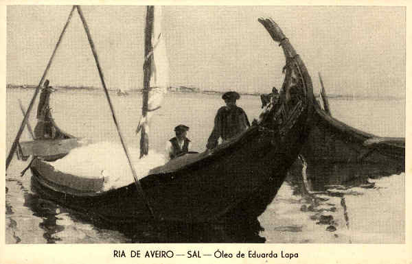 N.� 13 - RIDA DE AVEIRO - SAL �leo de Eduardo Lapa - Colec��o de POstaes da "Revista Latina" - S/D - Dimens�es: 14x9 cm - Col. �nio Semedo.