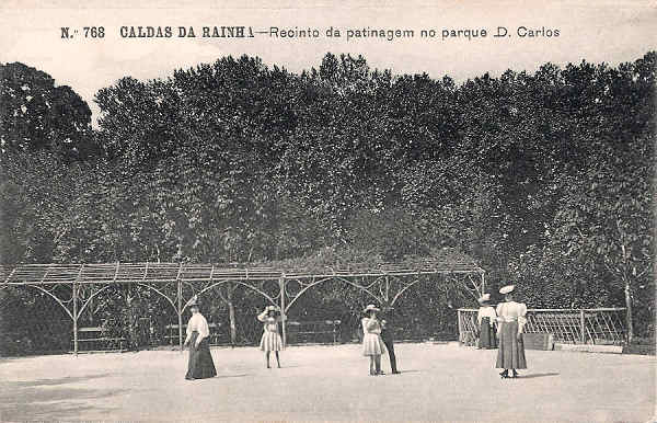 N.� 768 - CALDAS DA RAINHA-Recinto de Patinagem no Parque D. Carlos - Editor Alberto Malva (Editado em 1908) - Dimens�es: 14x9 cm. - Col. Miguel Chaby