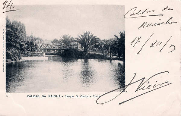 N.� 6 - Portugal-Caldas da Rainha Hospital Thermal - Editor Cabeleireiro de Lisboa Pra�a Maria Pia n� 12 (Editado em 1903) - Dimens�es: 14,3x9 cm. - Col. Miguel Chaby
