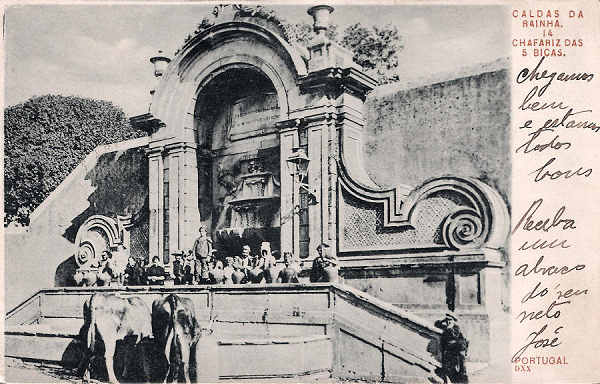N.� 14 - Portugal DXX-Caldas da Rainha Chafariz das 5 bicas - Editor Paulo Emidio Guedes e Saraiva (Editado em 1903) - Dimens�es: 14x9 cm. - Col. Miguel Chaby