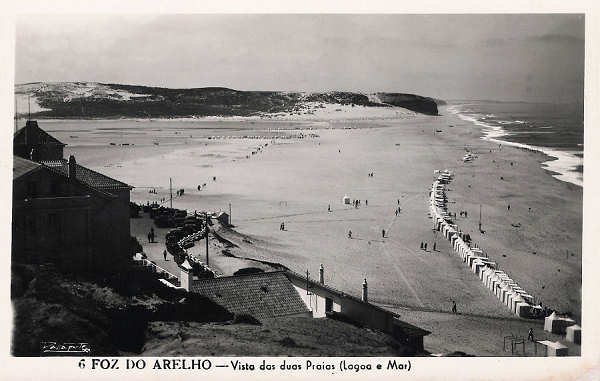 N.� 6 - Portugal_Caldas da Rainha-Foz do Arelho-Vista das duas Praias (Lagoa e Mar) - Editor Passaporte Loty (Editado em 1951) - Dimens�es: 9x14 cm. - Col. Miguel Chaby