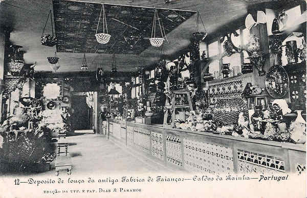 N.� 12 - Portugal Caldas da Rainha Dep�sito de Lou�a da Antiga F�brica de Faian�as - Editor Dias e Paramos (Editado em 1906) - Dimens�es: 9x14 cm. - Col. Miguel Chaby