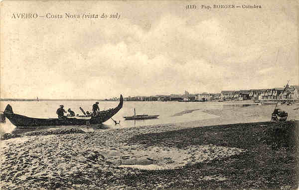 N� 112 - Aveiro-Costa Nova (vista do sul) - Ed. Papelaria Borges, Coimbra - SD - Dim. 14,1x9 cm. - Col. Paulo Neves.