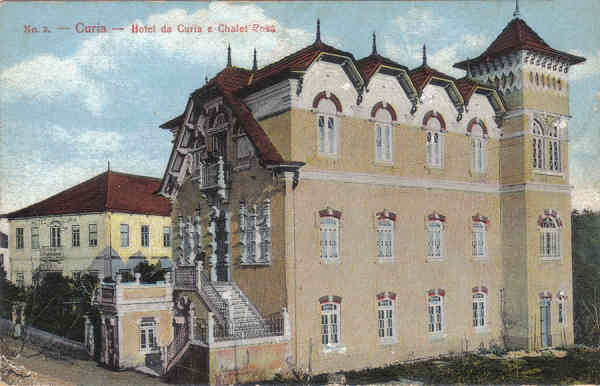 N� 3 - Curia - Hotel da Curia e Chalet Rosa - Ed. do Bazar Soares, Porto - Dim. 13,8x8,8 cm - Col. A. Sim�es (371).