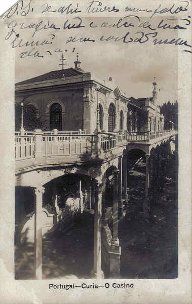 SN - Portugal - Curia - O Casino - Ed. do Bazar Soares, Porto - Curia Gerez - Dim. 13,9x8,8 cm - Circ. 1931 - Col. A Sim�es (118).