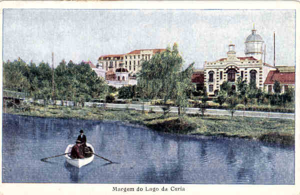 N� 04 - Margem do Lago da Curia - Edi��o Sociedade das Aguas da Curia (cerca de 1915) - Dim. 13.9x9,1 cm - Circul. 1919 - Col. A. Sim�es (042)