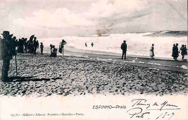 N� 257/II - Portugal. Espinho. Praia - Editor Alberto Ferreira (1910) - Dim. 14x9 cm - Col. M. Chaby.