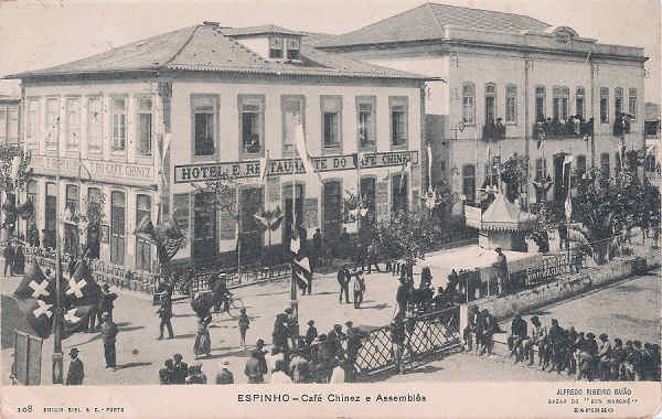 N� 108 - Portugal. Espinho. Caf� Chin�s e Assembl�a - Editor Emilio Biel - Dim.14x9 cm - Col. Miguel Chaby