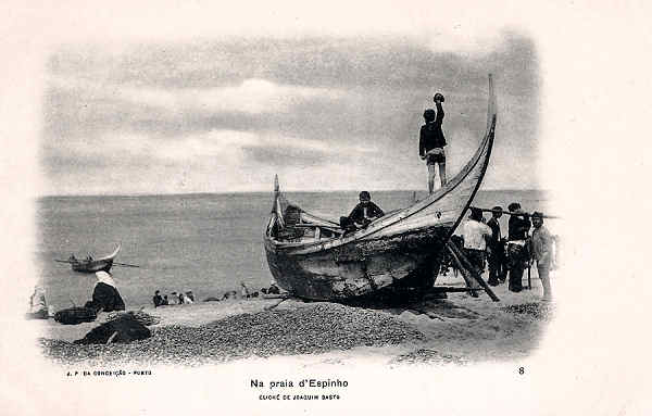 SN - Portugal. Espinho. Na praia d'Espinho -  Editor J. P da Concei��o, Porto - 1904 - Dim. 14x9 cm. - Col. M. Chaby