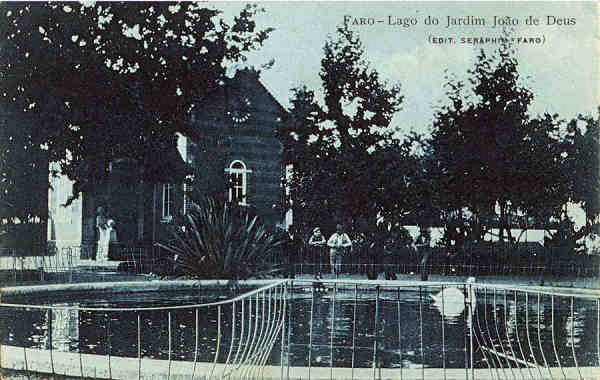 SN - FARO. Lago do Jardim Jo�o de Deus - Editor n�o indicado - Cerca de 1920 - Dim. 13,9x8,9 cm. - Col. A. Monge da Silva.