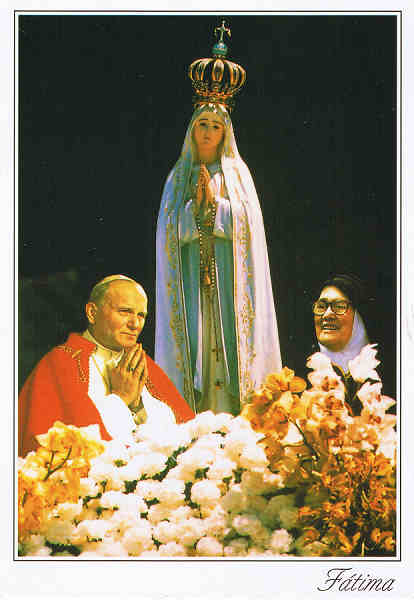 N.� 1653 - F�TIMA Jo�o Paulo II e L�cia - Ed. Centro de Caridade N.� Sr.� do Perp�tuo Socorro-PORTO Fotografia: Foto Antunes-F�tima - S/D - Dim: 10,5x15 cm - Col. Manuel e F�tima B�ia (2007).