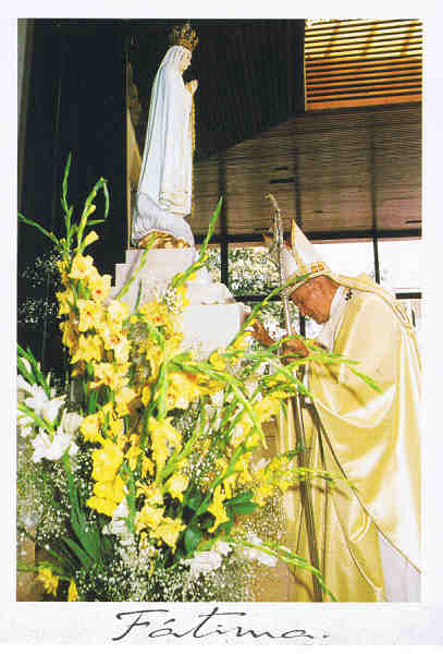 N.� F 654 F�tima PORTUGAL  Santo Padre Jo�o Paulo na Capela das Apari��es - Ed. Guia Tur�stico do Norte -Tel. 21 931 08 82 - S/D - Dim: 10,5x15 cm - Col. Manuel e F�tima B�ia (2009).