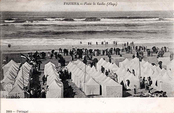 N� 298 - Praia de Banhos (1) - Editor F. A. Martins, Lisboa - Carimbo Postal 21NOV1907 - Dim. 138x90 mm - Col. A. Monge da Silva (cerca de 1905)