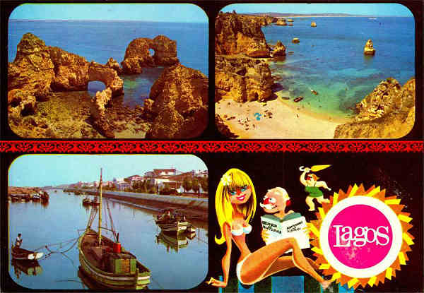 N.� 946 - LAGOS (Portugal) Diversos aspectos - Edi��o LIFER, Porto - Fotografia da FISA - S/D - Dimens�es: 14,7x10,2 cm. - Col. HJCO (Circulado em 1982)