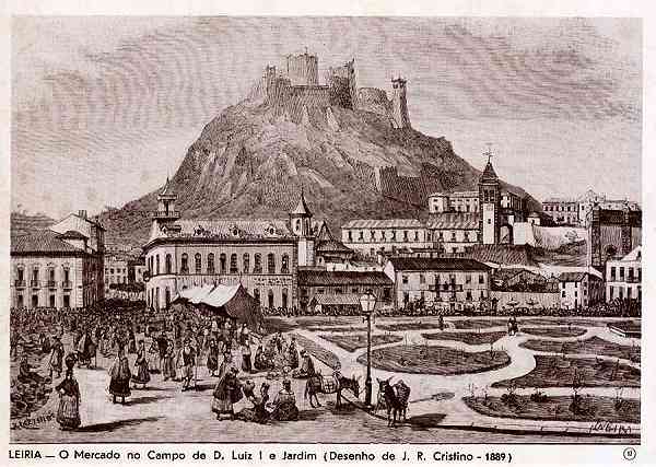 N.� 17 - LEIRIA O Mercado no Campo de D. Luiz I e Jardim (Desenho de J. R. Cristino 1889) - Editor: Comiss�o Cultural das Obras Sociais do Pessoal da C�mara Municipal de Leiria - S/D - Dimens�es: 14x10 cm. - Col. R. Gaspar.