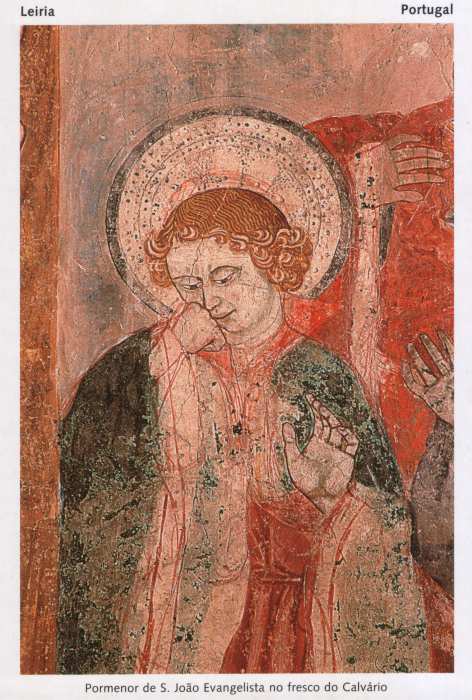 S/N - LEIRIA-Portugal Igreja de S. Francisco. Pormenor de S. Jo�o Evangelista no fresco do Calv�rio - Editor: Fotografia de Ant�nio Sequeira. Imagens gratuitamente cedidas pela RTL, F - S/D - Dimens�es: 11x16 cm. - Col. R. Gaspar.
