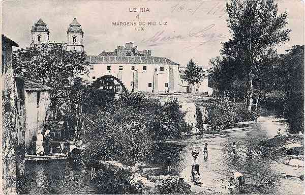 N.� 210 - Portugal-Leiria Margens do rio Liz - Editado possivelmente por Paulo Em�dio Guedes - S/D - Circulado em 1909 - Dimens�es:  13,9x8,8 cm. - Col. Miguel Chaby.