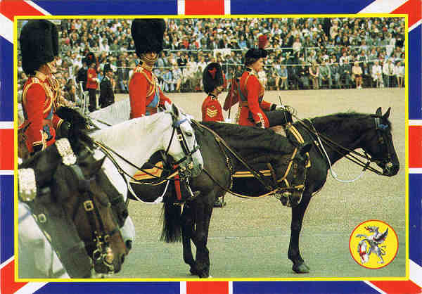 Lo48 - LONDON  H.M. Queen Elizabeth II. Trooping the Colour. - Ed. Thomas & Benacci Lda. - LONDON Tel.(01)4032835 RIALTO Printed in Italy - SD - Dim. 14,8x10,3 cm - Col. Manuel B�ia (1986)