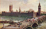 A49 - London, Houses of Parliament and Westminster Bridge - Reedi��o de Valentine & Suns em 1951 - Dim. 13,9x8,8 cm - Col. Am�lcar Monge da Silva (cerca de 1915)