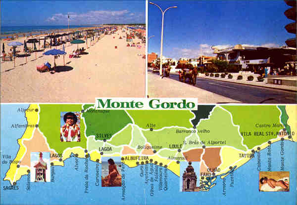 N� 1092 - MONTE GORDO. Vistas v�rias - Edi��o Francisco Mas, Amadora - Dim. 15x10,5 cm - Col. A. Monge da Silva