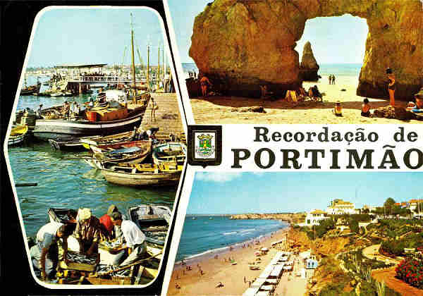 N.� 316 - PORTIM�O (Portugal) Descarregando o peixe e trechos da Praia da Rocha - Edi��o LIFER; Ediciones FISA, Piqu�, 4-Barcelona - S/D - Dimens�es: 14,9x10,5 cm. - Col. HJCO (Circulado em 1969) 