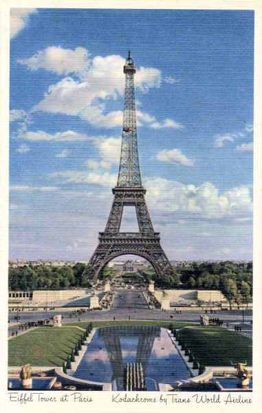 SN - TWA, Trans World Airlines  e a Torre Eifel em Paris - Edi��o TWA - Dim. 14x8,9 cm - Col A Monge da Silva (c. 1948)