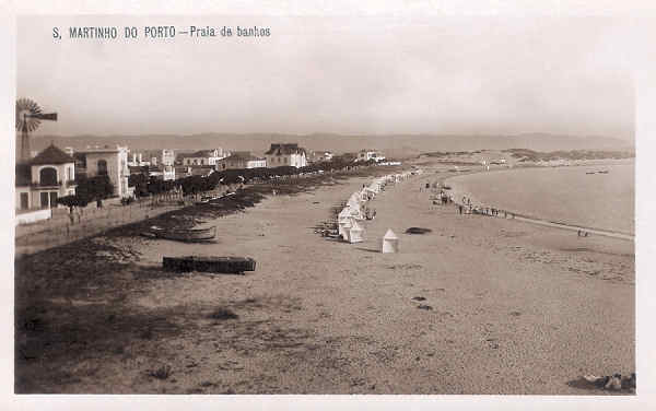 N� 8 - Portugal. S. Martinho do Porto. Praia de banhos - Edi��o Julio Mira Coelho  - Dim.9x14 cm. - Col. M. Chaby