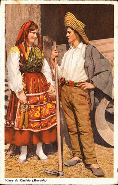 N� 123 - Viana do Castelo (Meadela). Namorando - Ed. de C. Conseil de Vasconcelos - SD - Dim. 140x90 mm - Col. �nio Semedo