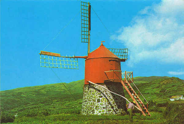 N� 859 - Moinho T�pico FAIAL A�ores - Ed. C�MER - TRAV. DO ALECRIM,1 - TELF.328775 - LISBOA-PORTUGAL Foto Othon Silveira - S/D - Dim. 15x10,6 cm - Col. Manuel B�ia (1981).
