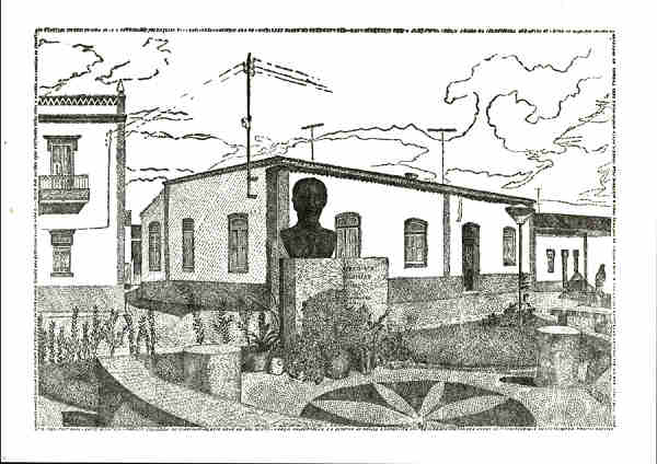 SN - ALDEIA NOVA DE S�O BENTO. Pra�a da Rep�blica. Homenagem do povo da Aldeia Nova de S. Bento ao Dr. Alb�rico A. N. de Figueiredo - Edi��o FRANCISCO DA CRUZ LOURO (desenho de 1983) - SD - Dim. 14,8x10,5 cm - Col. A. Monge da Silva