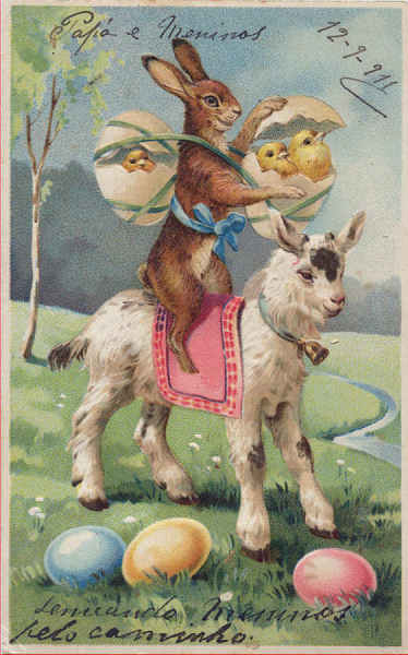 SN -  Postal alem�o em relevo - Edi��o an�nima - Circulado em 1911 - Dim. 13,9x8,8 cm - Col. Am�lcar Monge da Silva